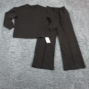 Katch Me Sweatshirt Sweatpants Set Womens S Black 2 Piece Jersey Pullover NWT